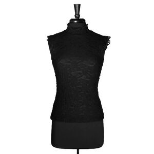 Creative Design Works Women's Blouse Black Floral Lace Stretch Sleeveless Top S